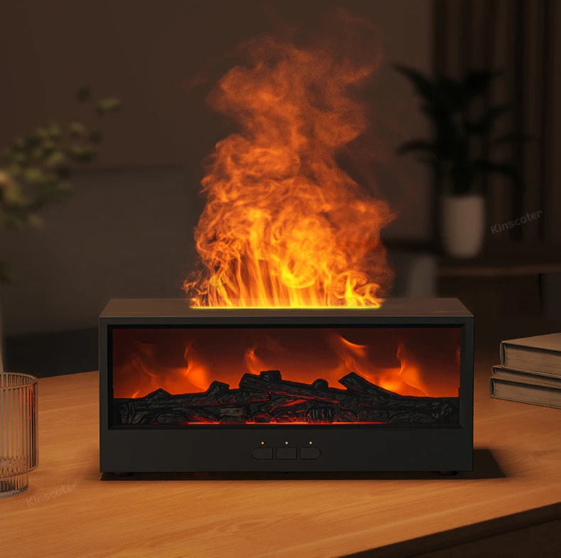 🔥 FlameMist™ – Simulated Fireplace Aroma Diffuser & Humidifier