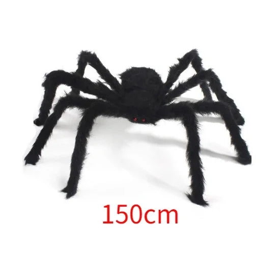 🕷️ Giant Plush Black Spider – Creepy Halloween Decor 👻