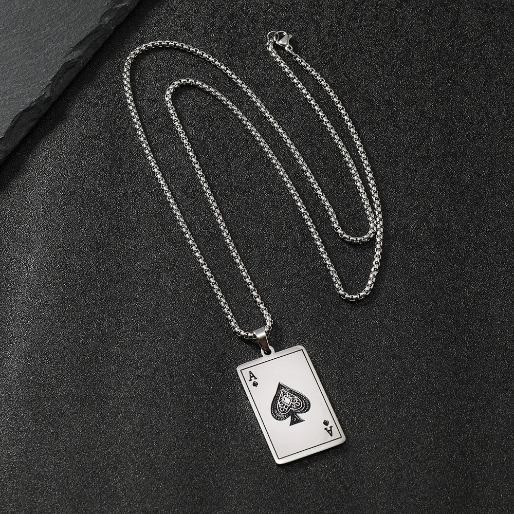 ♠️ CardKing™ – Stainless Steel King of Spades Pendant Necklace