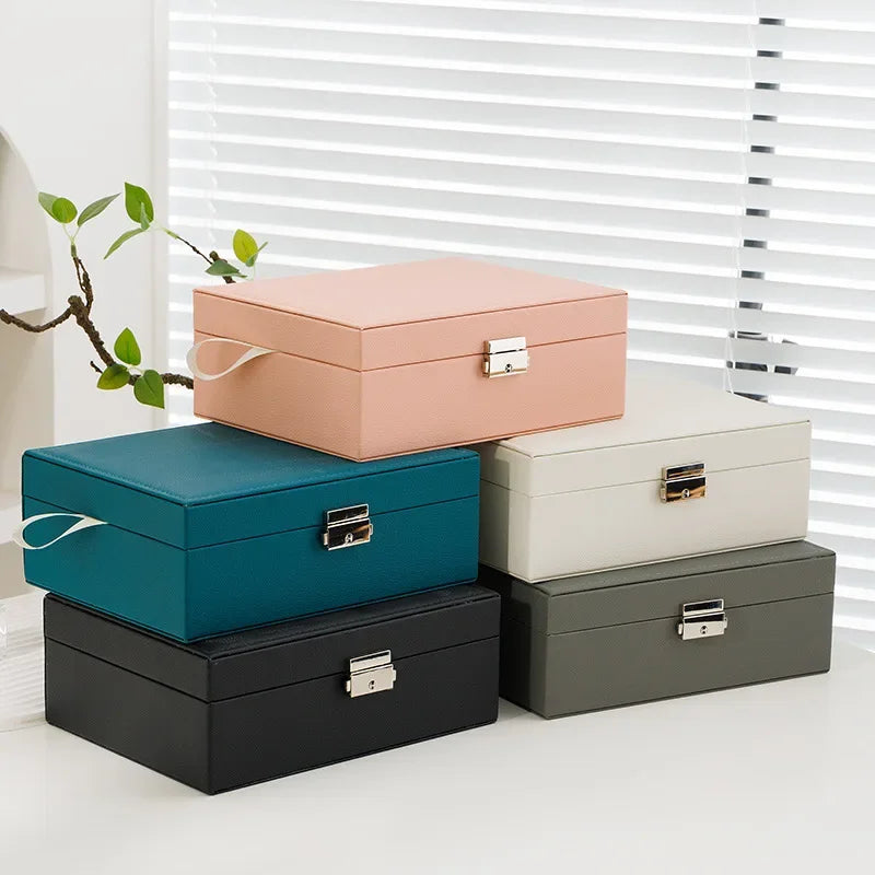 💎 LuxCase™ – Double Layer Leather Jewelry Storage Box