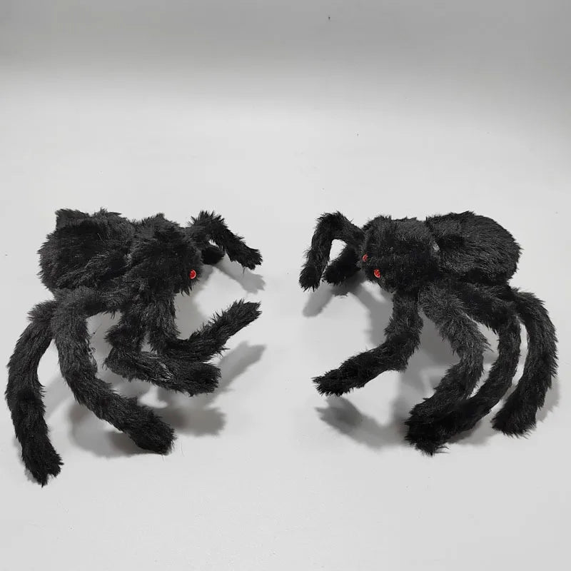 🕷️ Giant Plush Black Spider – Creepy Halloween Decor 👻