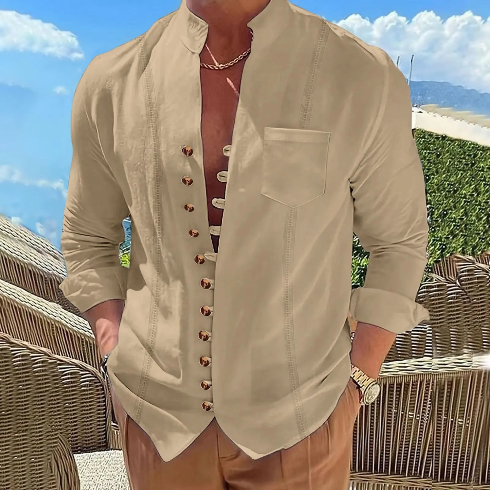 👔 Men’s Retro Cotton Linen Shirt