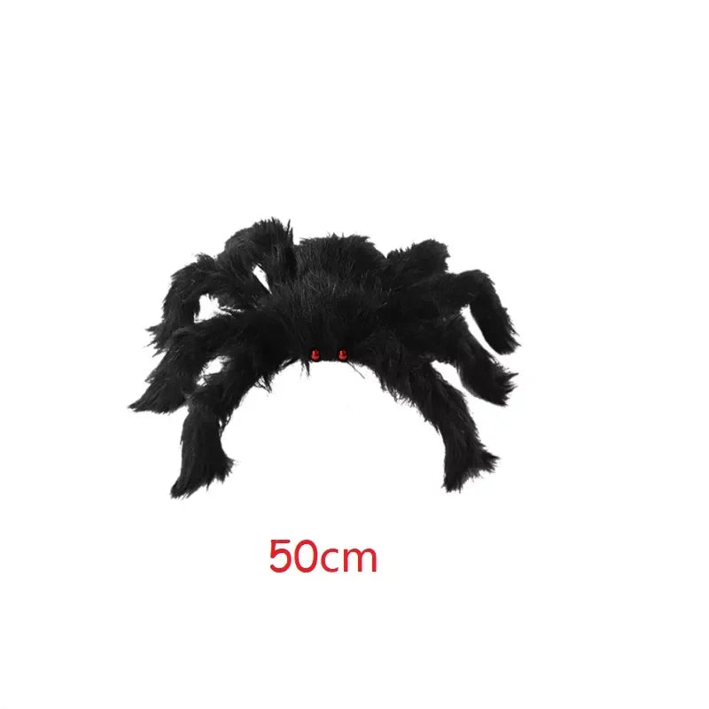 🕷️ Giant Plush Black Spider – Creepy Halloween Decor 👻