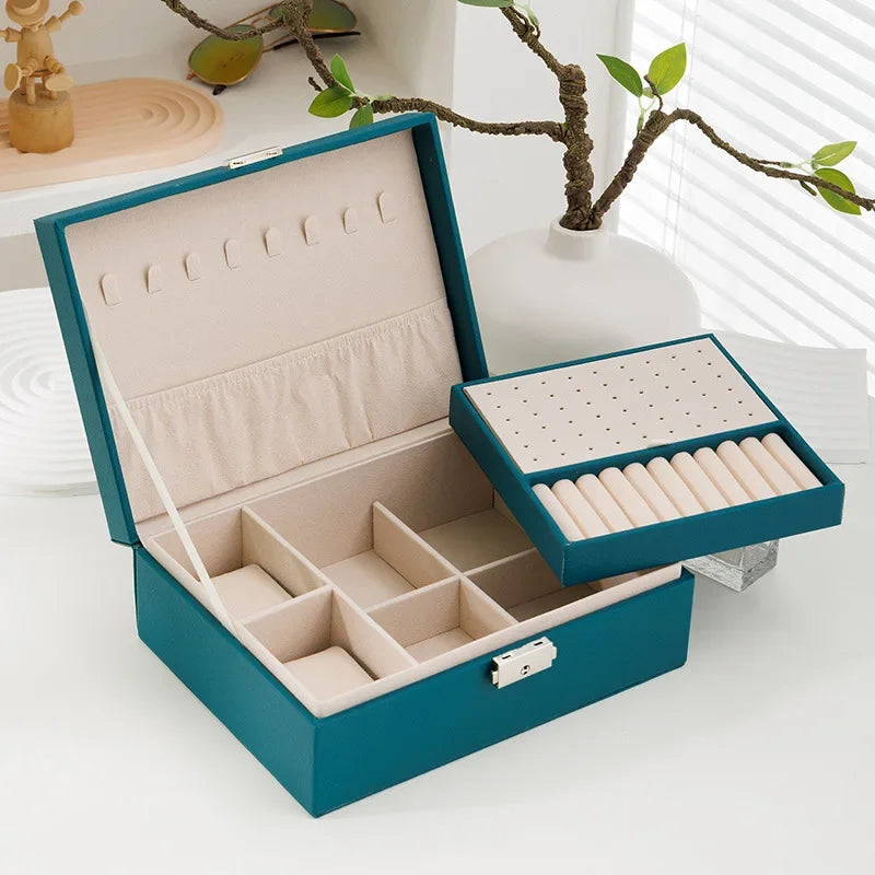 💎 LuxCase™ – Double Layer Leather Jewelry Storage Box