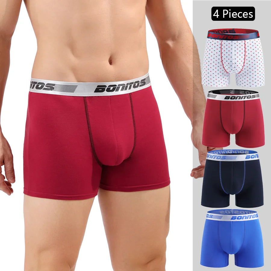 🩲 ComfyBox™ – 4pcs Men’s Cotton Boxer Shorts