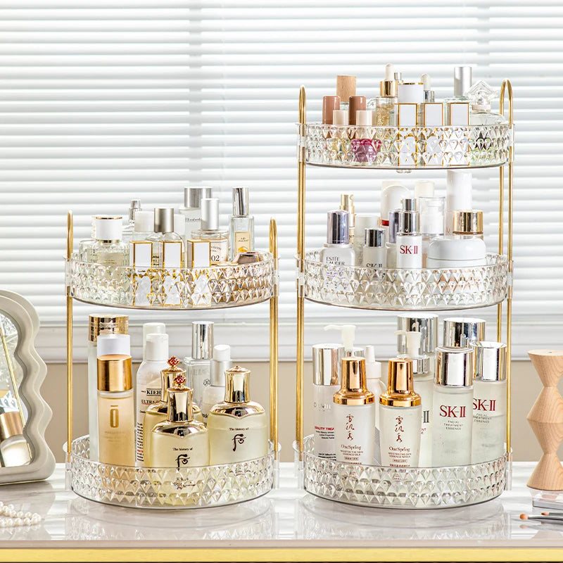💄 GlamSpin™ – 360° Rotating 3-Tier Cosmetic Organizer