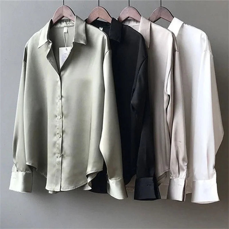 Women's Casual Turn-Down Collar Blouse – Long Sleeve Spring Autumn Shirt