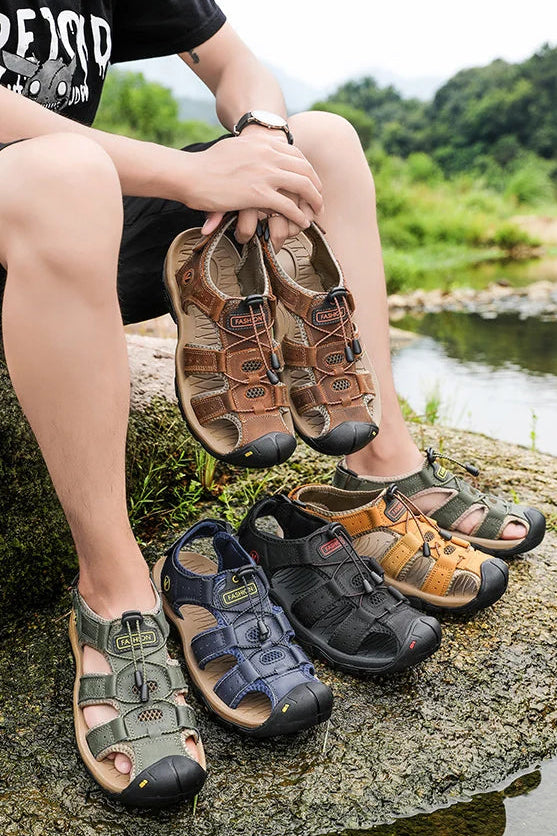 👣 AeroStep™ – Men’s Leather Summer Sandals
