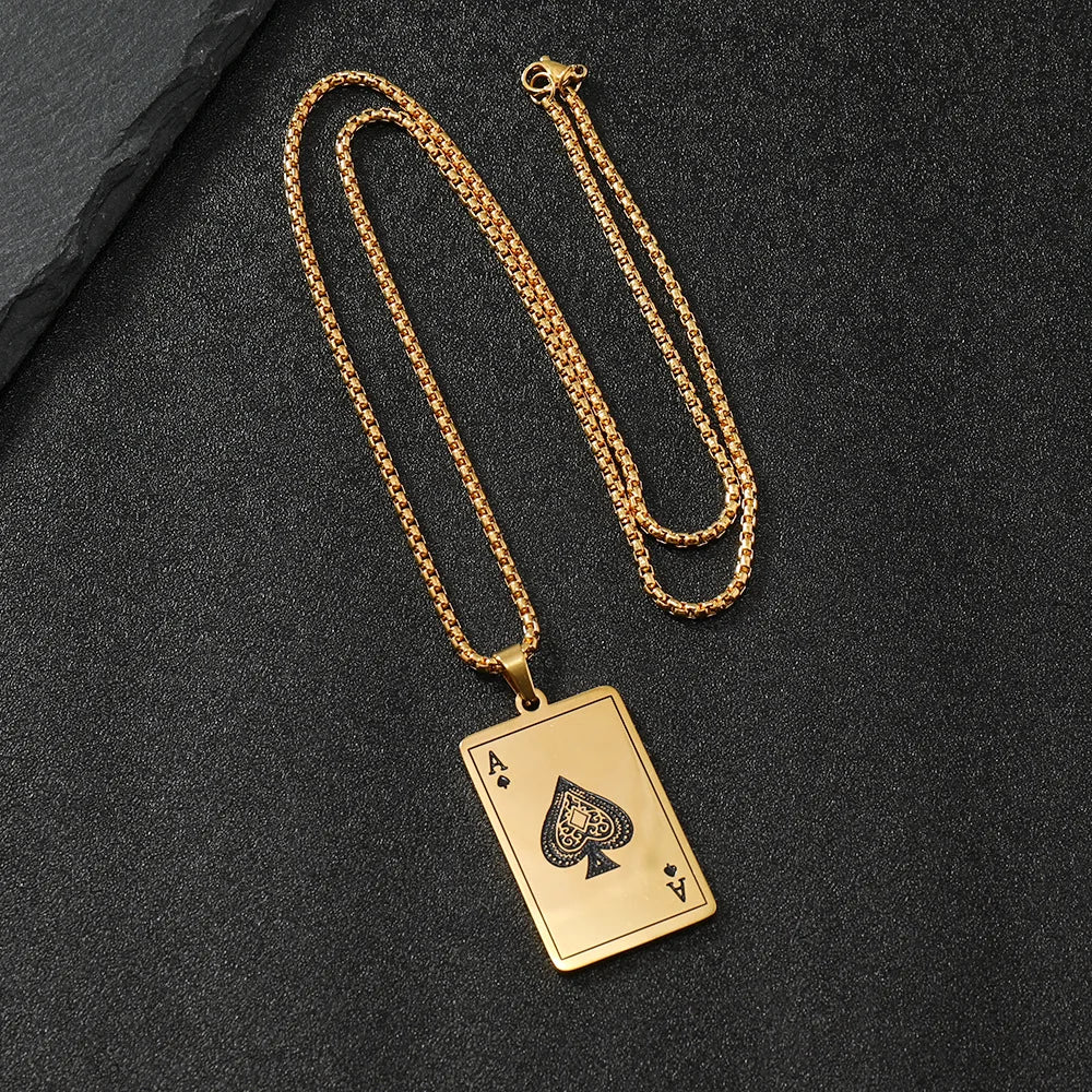 ♠️ CardKing™ – Stainless Steel King of Spades Pendant Necklace