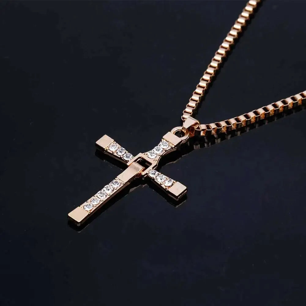 ✝️ FaithStone™ – Men’s Rhinestone Jesus Cross Pendant Necklace