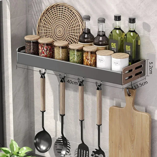 🧂 KitchenPro™ – Wall-Mounted Multi-Functional Seasoning & Storage Rack