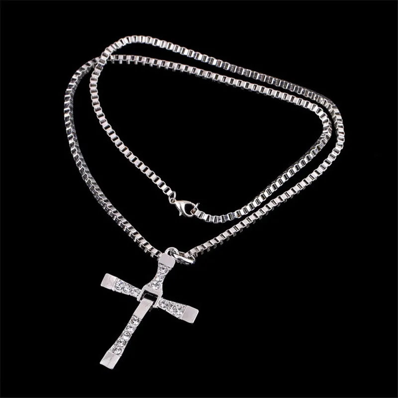 ✝️ FaithStone™ – Men’s Rhinestone Jesus Cross Pendant Necklace