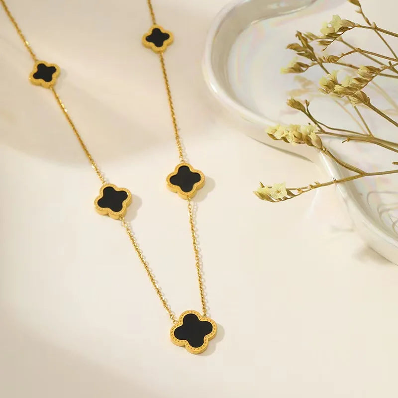 🍀 CloverElegance™ –  18KGold-Plated Four-Leaf Clover Necklace