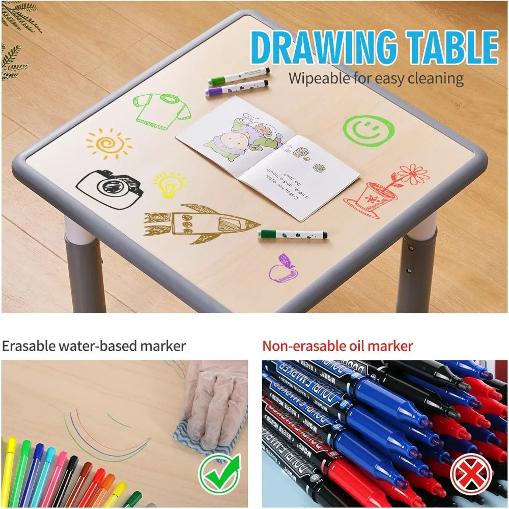 🎨 SmartDesk™ – Kids Adjustable Study Table & Chair Set (3-Piece)