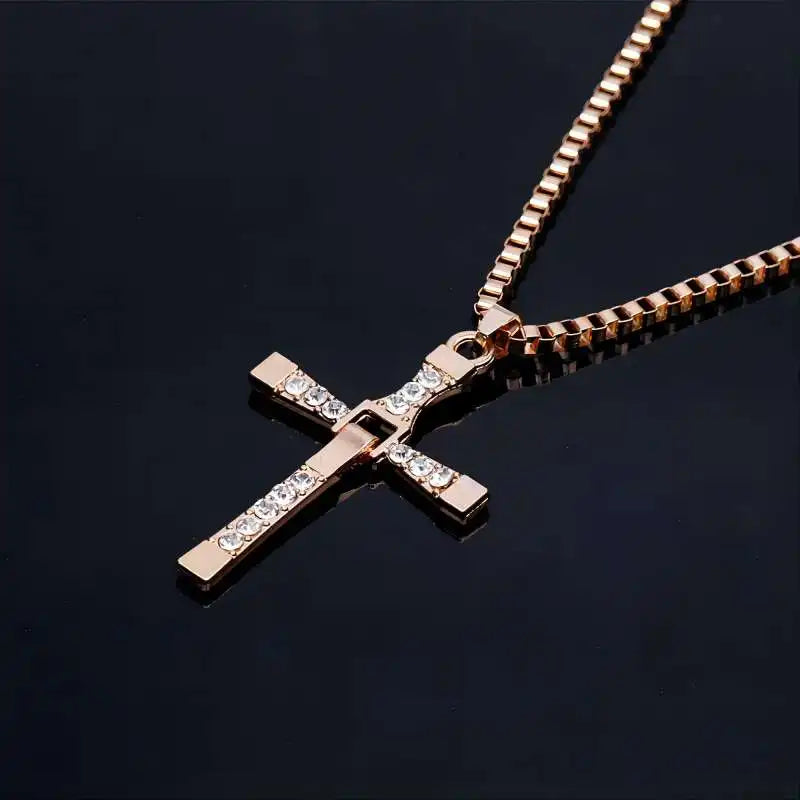 ✝️ FaithStone™ – Men’s Rhinestone Jesus Cross Pendant Necklace