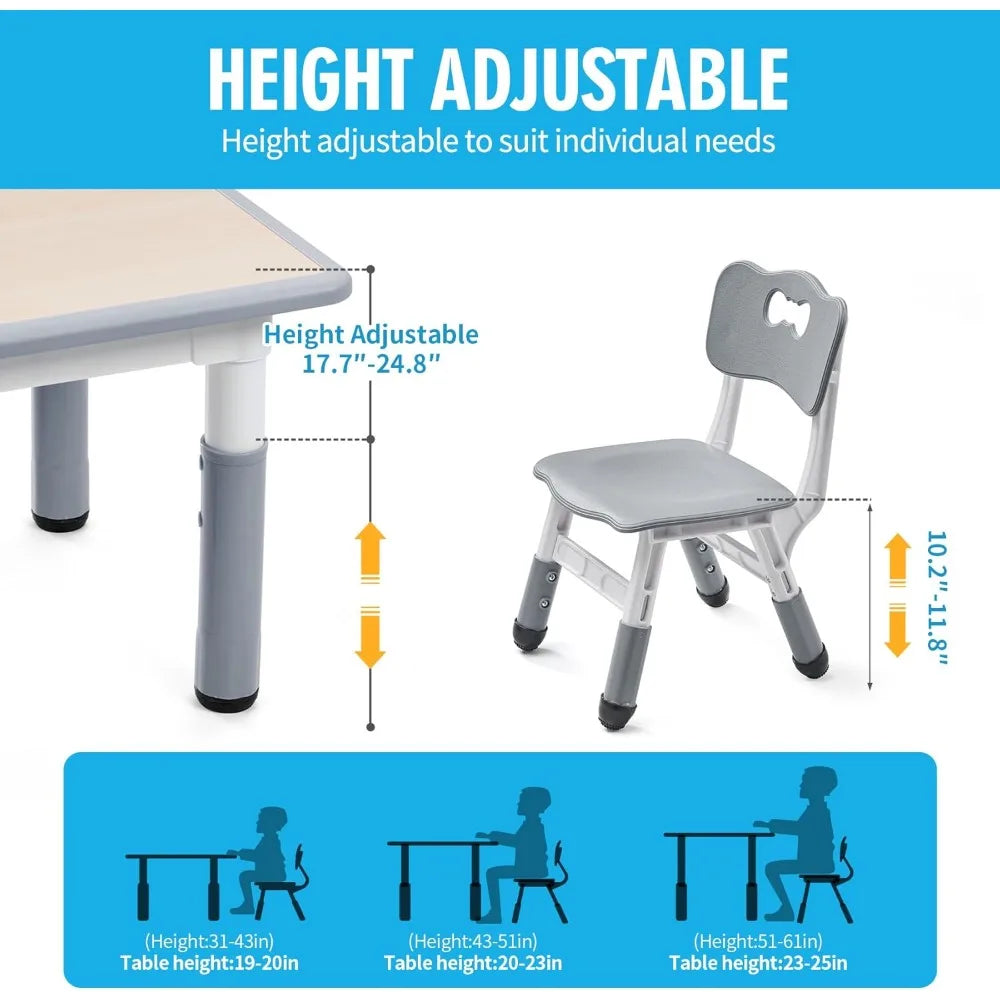 🎨 SmartDesk™ – Kids Adjustable Study Table & Chair Set (3-Piece)