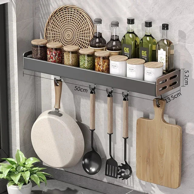🧂 KitchenPro™ – Wall-Mounted Multi-Functional Seasoning & Storage Rack
