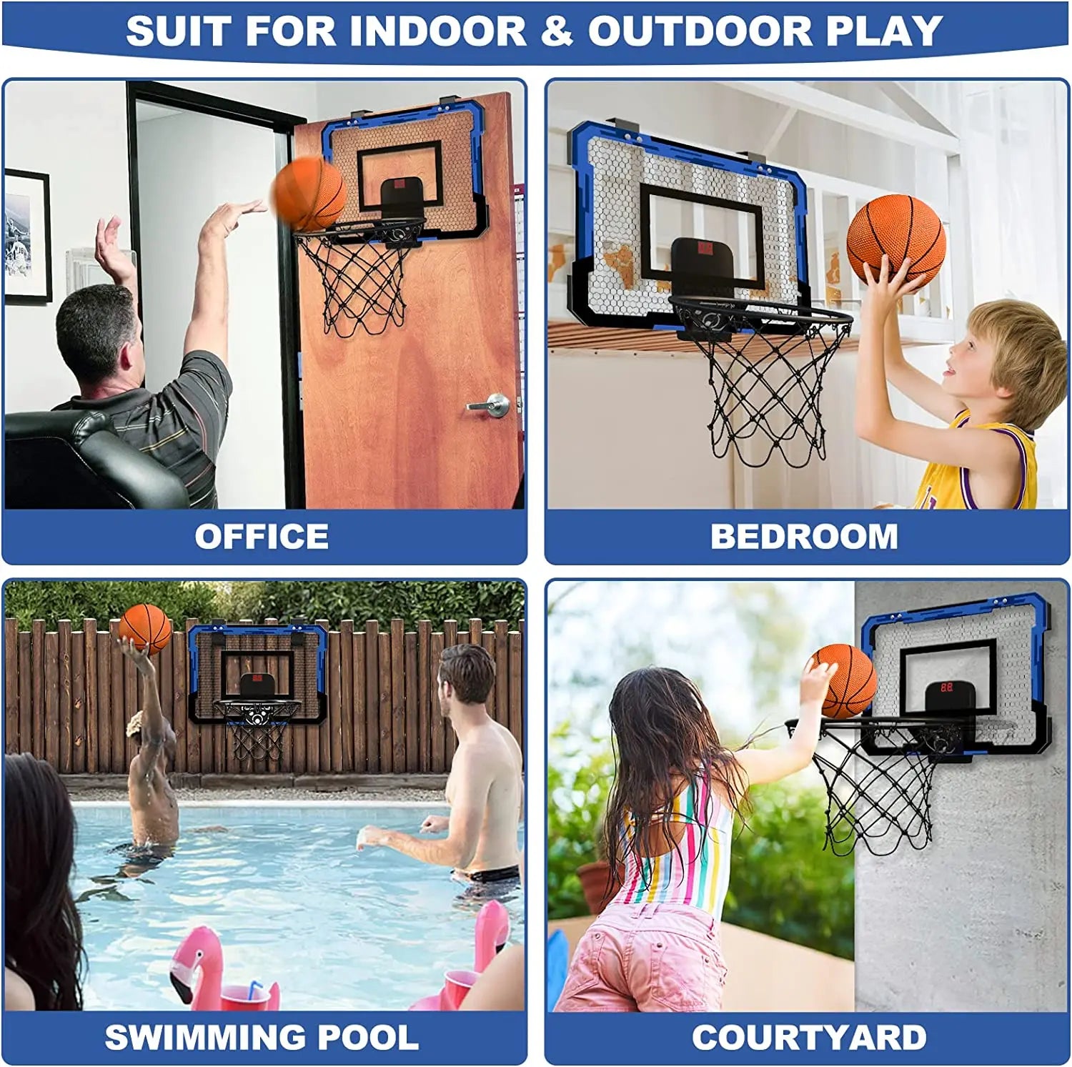 🏀 HoopMaster™ – Mini Wall-Mounted Basketball Hoop Set for Kids