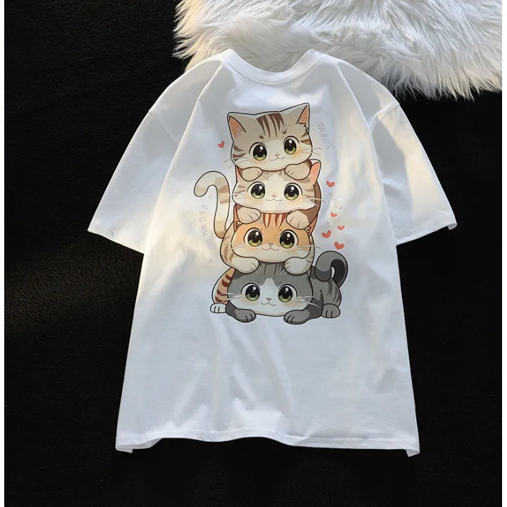Cartoon Cat Print Women’s T-Shirt