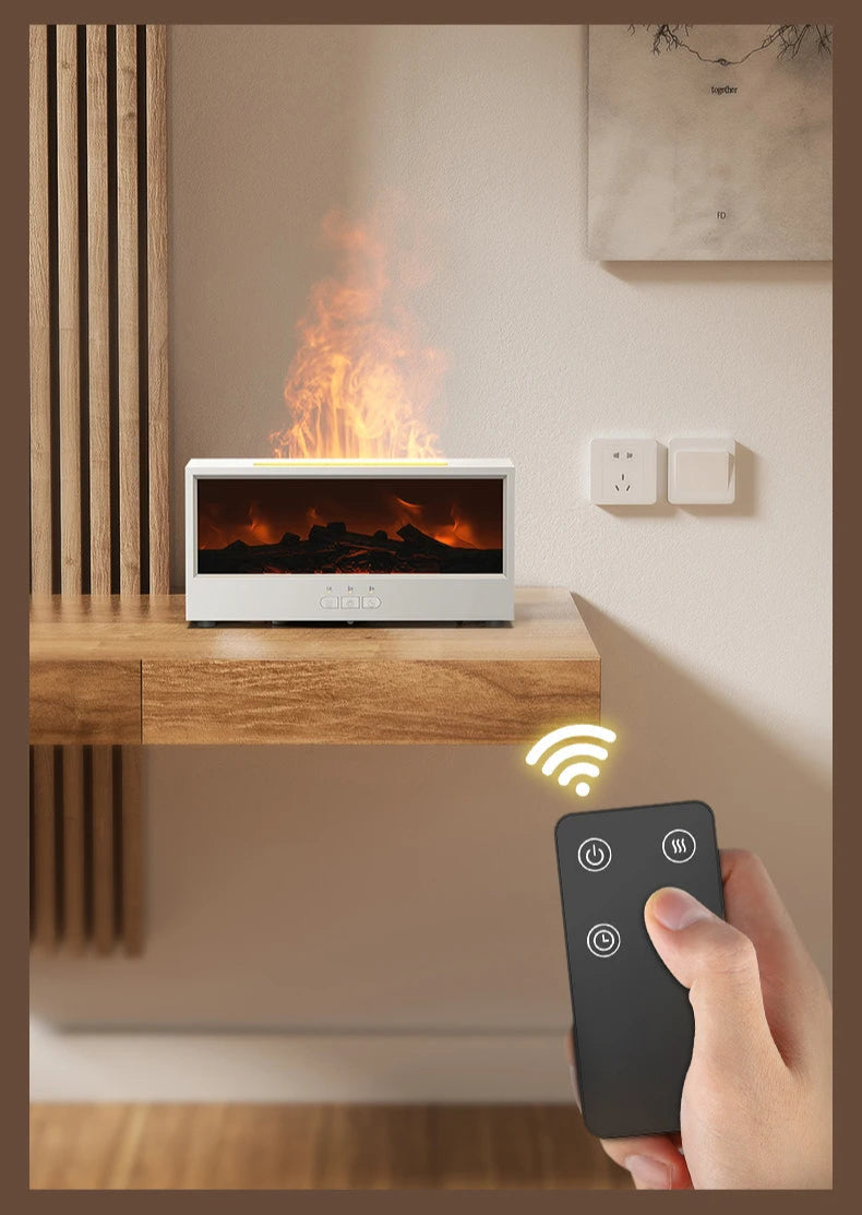 🔥 FlameMist™ – Simulated Fireplace Aroma Diffuser & Humidifier
