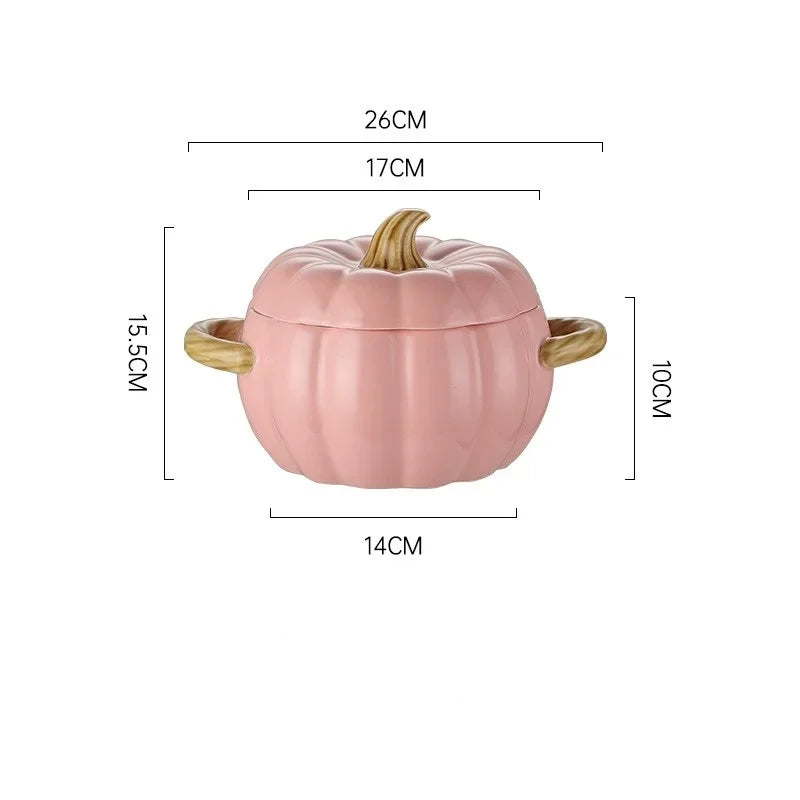 🎃 Creative Pumpkin Ceramic Soup Pot with Lid