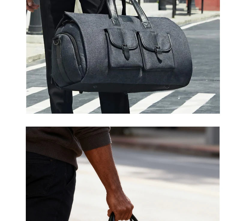 🧳 TravelMax™ – Men’s Waterproof Convertible 2-in-1 Weekend & Work Bag