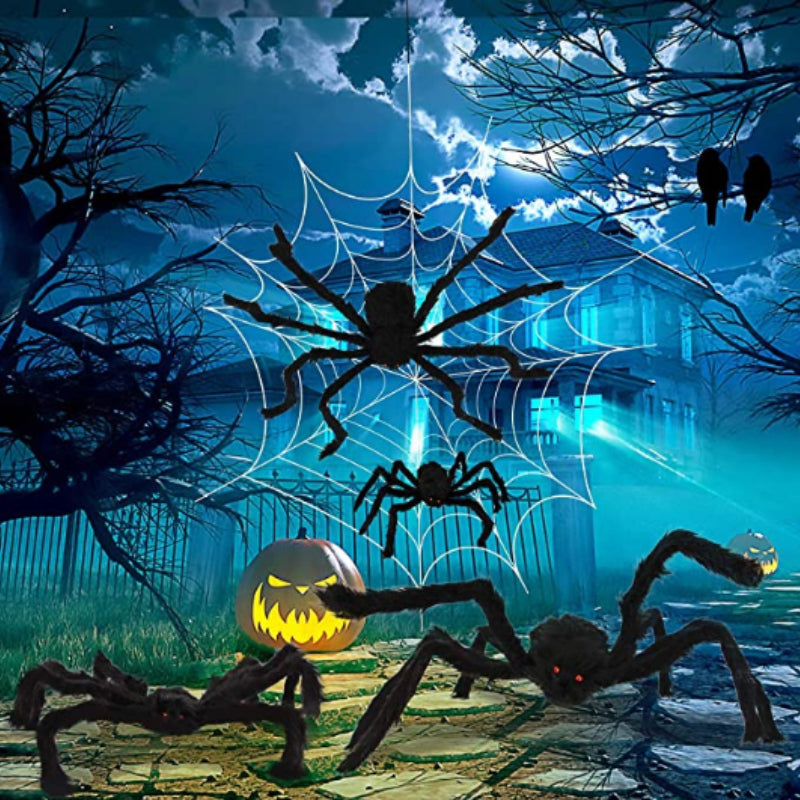 🕷️ Giant Plush Black Spider – Creepy Halloween Decor 👻