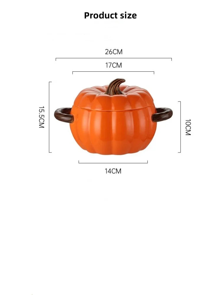 🎃 Creative Pumpkin Ceramic Soup Pot with Lid