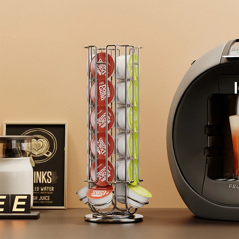 ☕ DolceTower™ – 24 Pod Rotating Dolce Gusto Capsule Holder