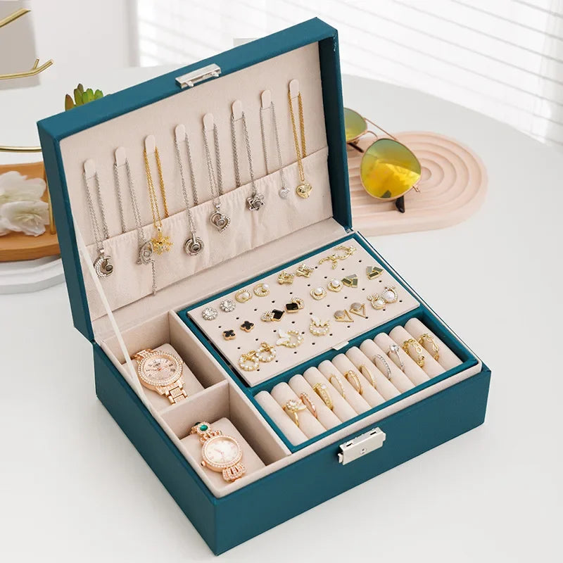 💎 LuxCase™ – Double Layer Leather Jewelry Storage Box