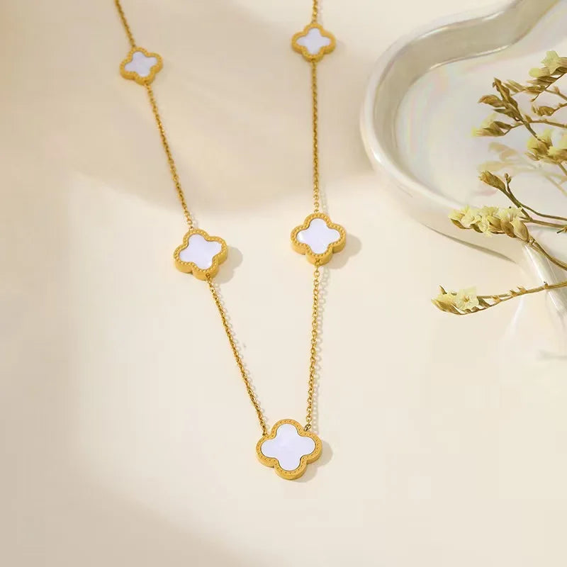 🍀 CloverElegance™ –  18KGold-Plated Four-Leaf Clover Necklace