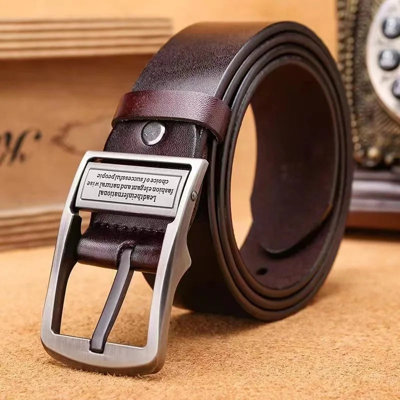👖 LuxBelt™ – Men’s Genuine Leather Cowhide Belt with Metal Pin Buckle