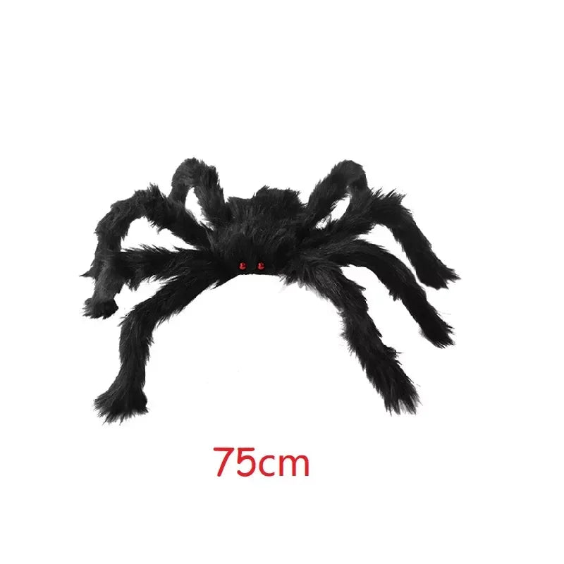 🕷️ Giant Plush Black Spider – Creepy Halloween Decor 👻