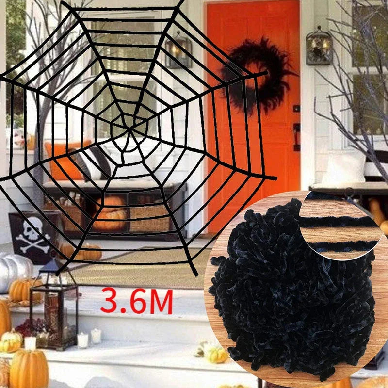 🕷️ Giant Plush Black Spider – Creepy Halloween Decor 👻