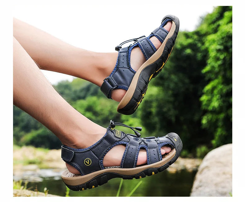 👣 AeroStep™ – Men’s Leather Summer Sandals