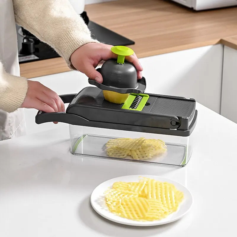 🥗 QuickSlice™ – 12-in-1 Multifunctional Vegetable & Fruit Slicer