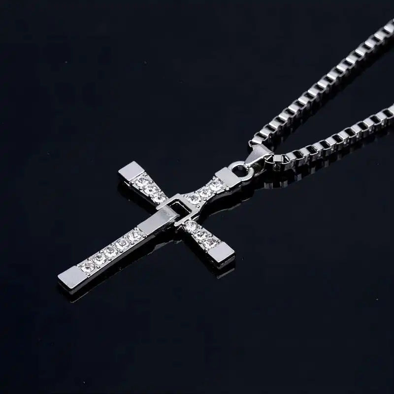 ✝️ FaithStone™ – Men’s Rhinestone Jesus Cross Pendant Necklace