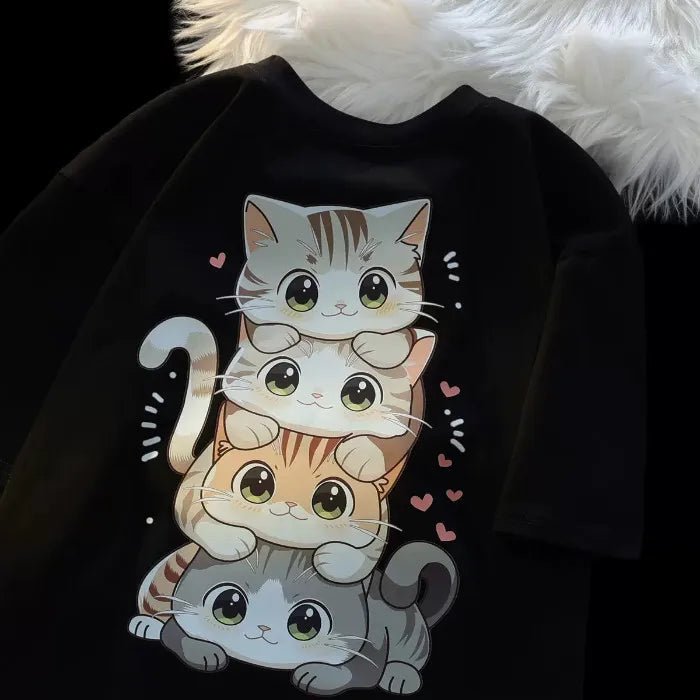 Cartoon Cat Print Women’s T-Shirt