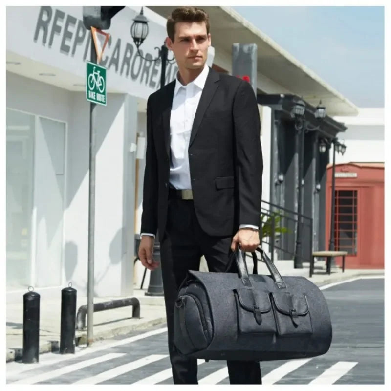 🧳 TravelMax™ – Men’s Waterproof Convertible 2-in-1 Weekend & Work Bag