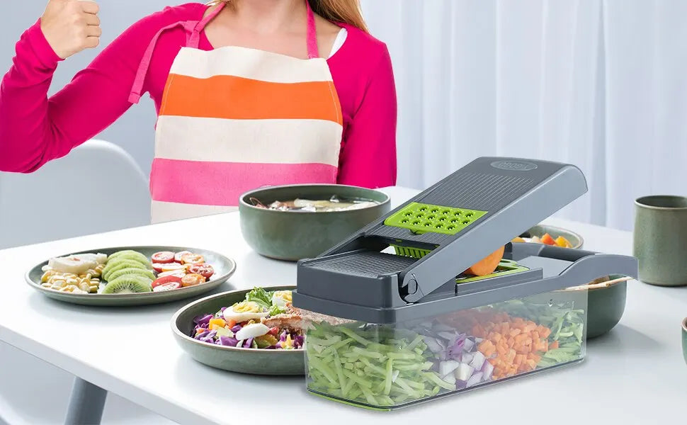 🥗 QuickSlice™ – 12-in-1 Multifunctional Vegetable & Fruit Slicer