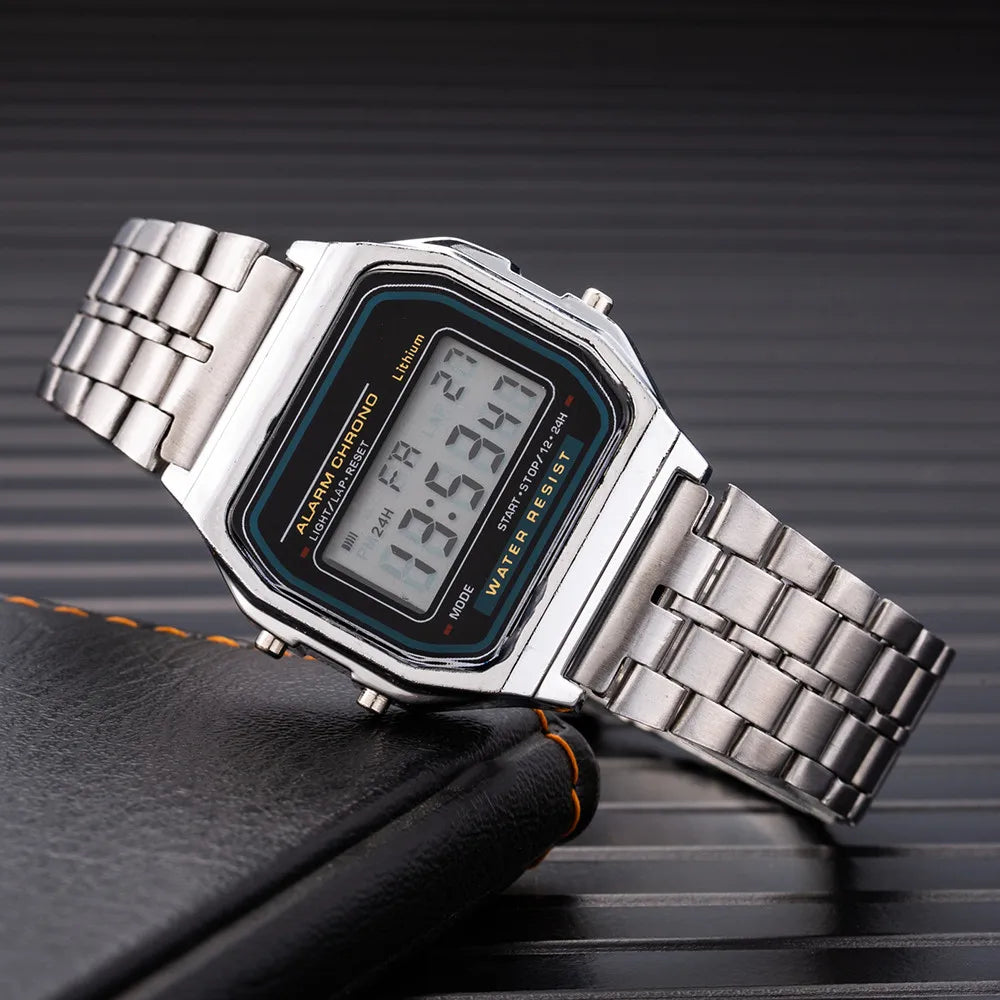 ⌚ LumiSteel™ – Men’s Stainless Steel LED Digital Watch