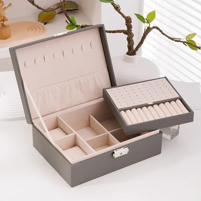 💎 LuxCase™ – Double Layer Leather Jewelry Storage Box