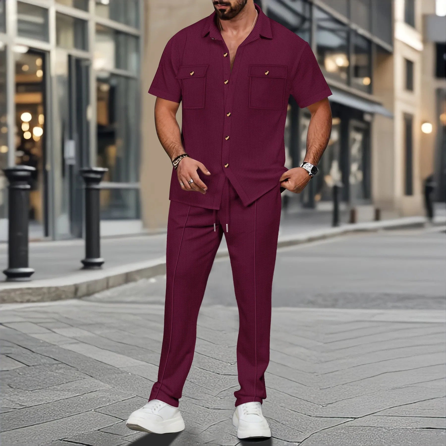 🧢 Men’s Solid 2-Piece Summer Set