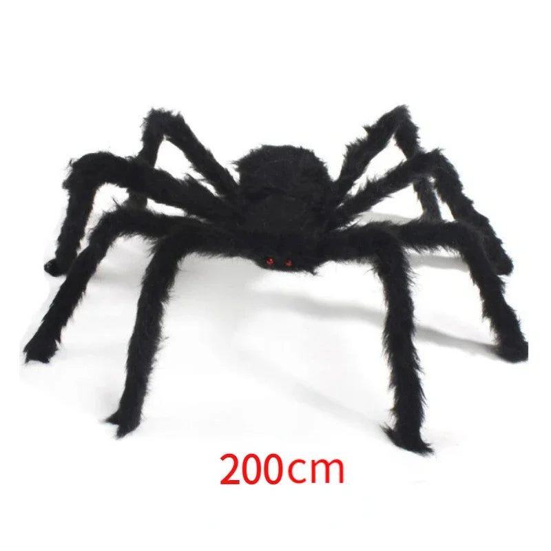 🕷️ Giant Plush Black Spider – Creepy Halloween Decor 👻
