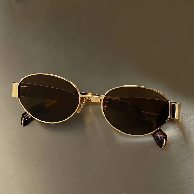 🕶️ SteampunkVision™ – Women’s Vintage Metal Oval Sunglasses UV400