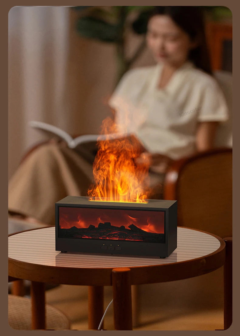 🔥 FlameMist™ – Simulated Fireplace Aroma Diffuser & Humidifier