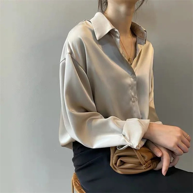 Women's Casual Turn-Down Collar Blouse – Long Sleeve Spring Autumn Shirt