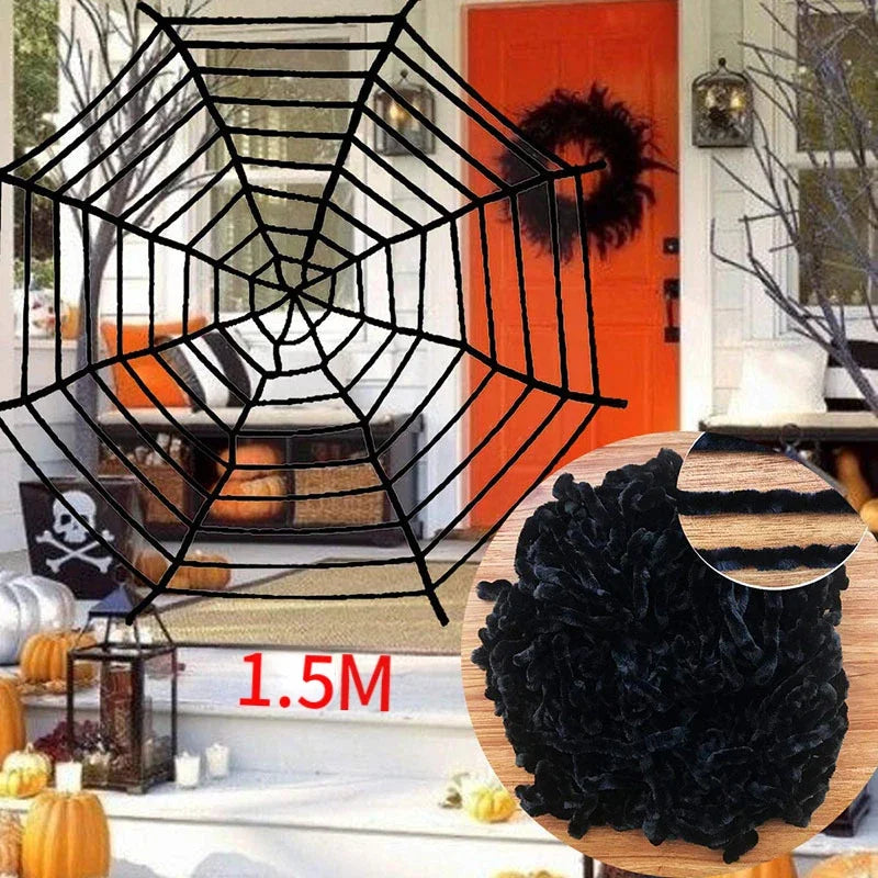 🕷️ Giant Plush Black Spider – Creepy Halloween Decor 👻