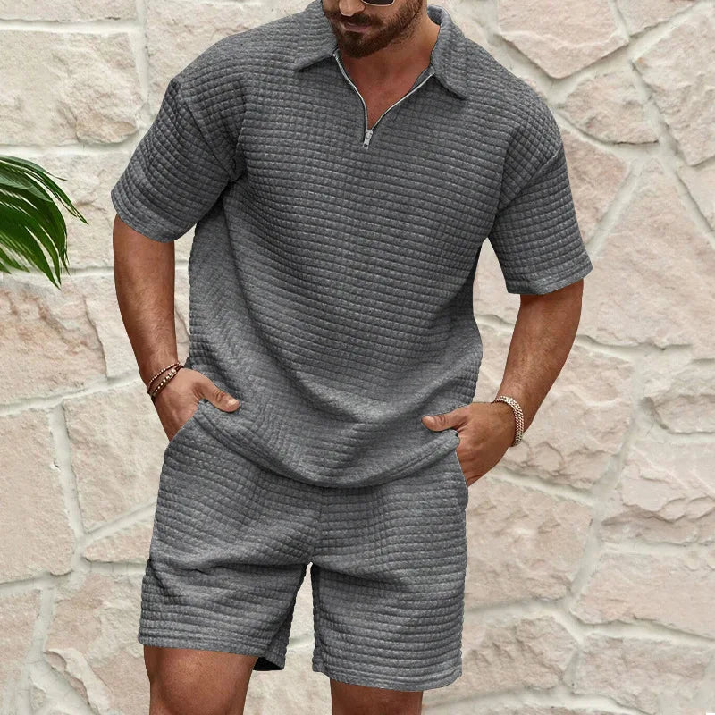 🩳 Men’s Plaid Short Sleeve & Shorts Set – 2024 Summer Trend Casual Outfit