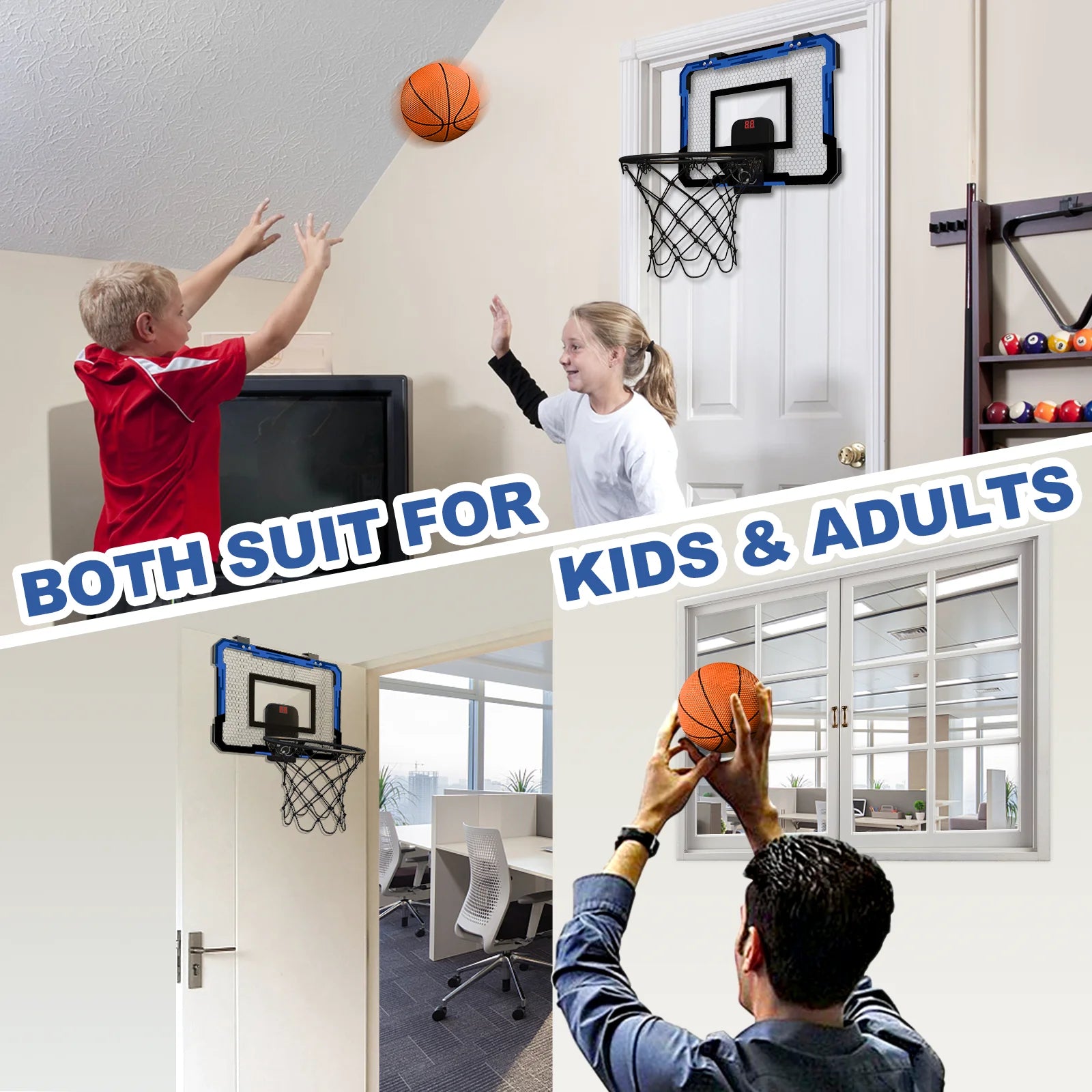 🏀 HoopMaster™ – Mini Wall-Mounted Basketball Hoop Set for Kids